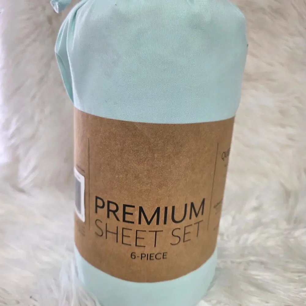ienjoy Home Solids in Style 6-Pc. Sheet Set, Queen Color:Aqua